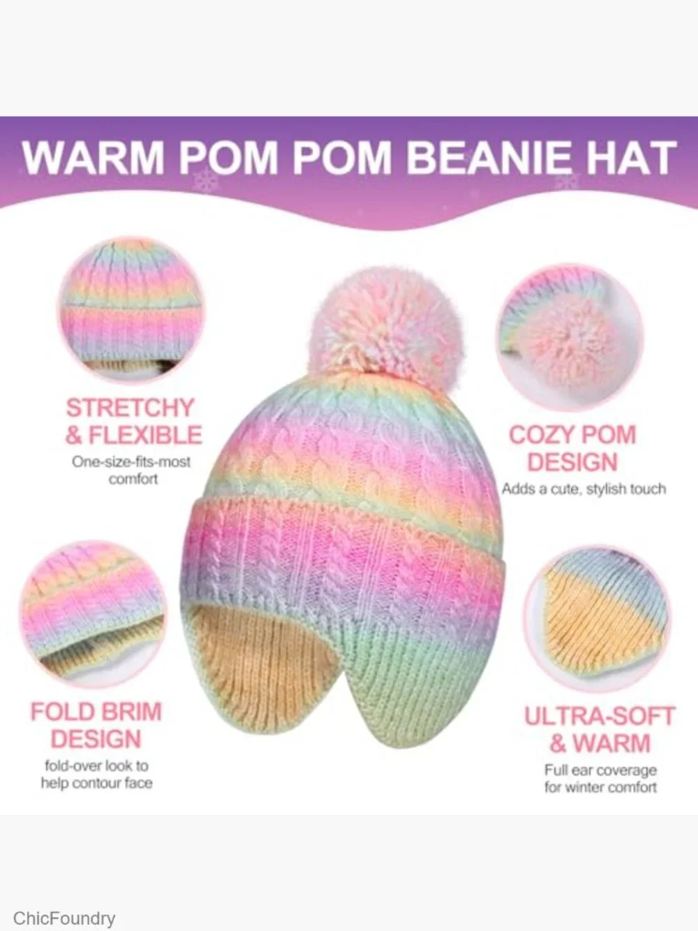 Kids Winter Hat Gloves Set, Toddler Beanie Mittens Cold Weather Snow Set Ages